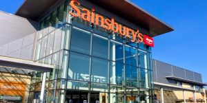Sainsburys superstore frontage with glass windows