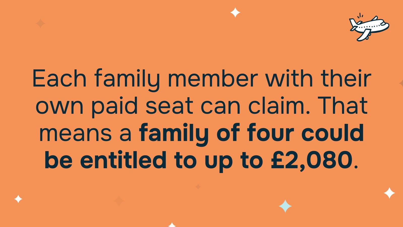 Each family member with their own paid seat can claim individually. That means a family of four could be entitled to up to £2,080 if the delay meets the criteria.