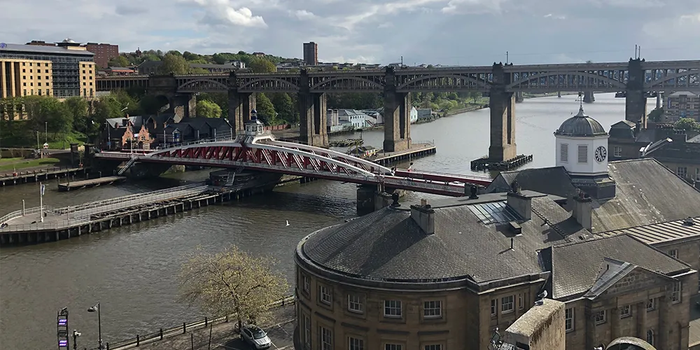 Gateshead Council data breach: Understanding risks and impact – scenic view of River Tyne and Swing Bridge.