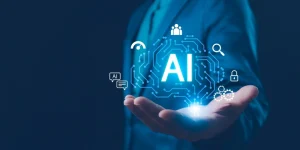 Image of a person "holding" an AI symbol